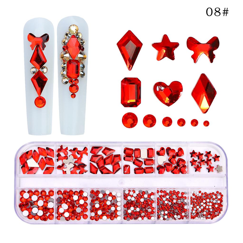 New 12 Grid Nail Drill Irregular Flat Bottomed Rhinestone AB Nail Accessory Nail Decoration