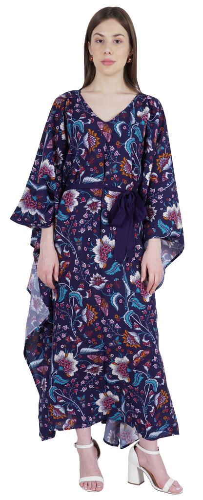 Moomaya Printed Sleep Loungewear For Women Kimono Sleeves Kaftan Resort Dress  Maternity