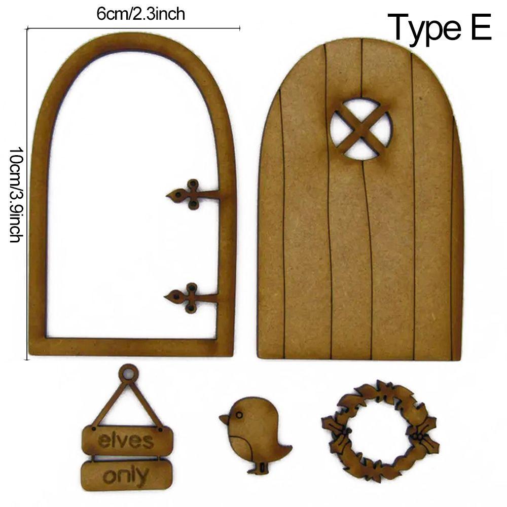 Miniature Fairy Gnome Door Figurines Vintage Wooden Elf Home Fairy Elf Door Kit For Yard Art Garden Tree Sculpture Statues Decor