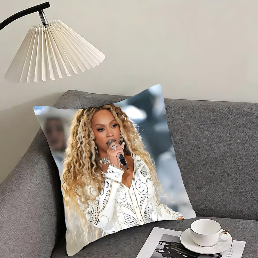 Singer B-Beyonce Cushion Cover Reversible Plush Pillow Cover – For Car, Sofa, Bedroom, Perfect As a Gift.