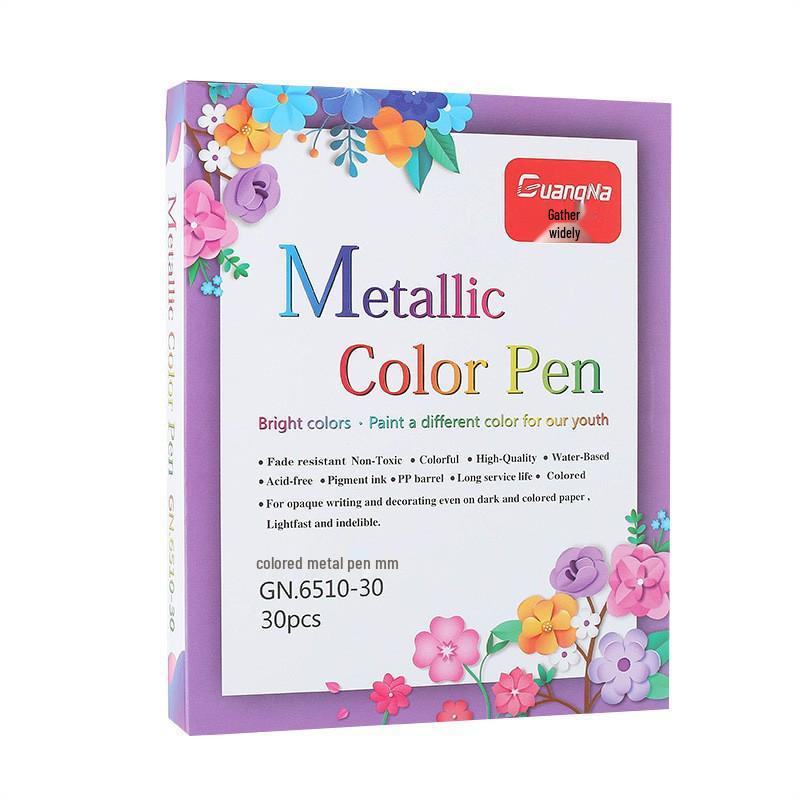 Guangna 6510 Metallic Signature Pen - Hard Tip Watercolor & Outline Pen for Drawing & Design