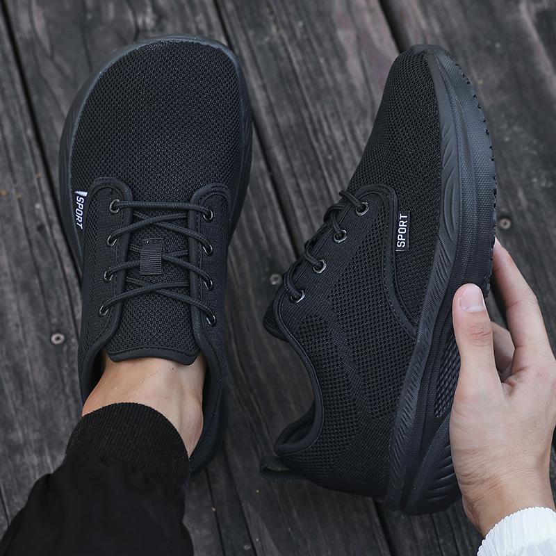 Fashion Platform Thick and Low Men's Barefoot Shoes with Loose and Wide Toe Simple Fitness Shoes Women's Hard Strap Black Sports Shoes