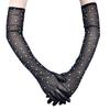Long Mesh Gloves with Sparkling Rhinestones Drilling for Women Elegant Cocktail Party and Night Event Dressingup