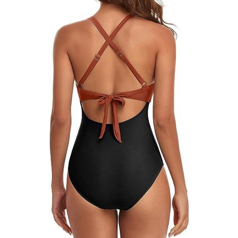 One-piece SSwimsuit for Women, European and American Backless Splicing Sexy Bikini Swimsuit