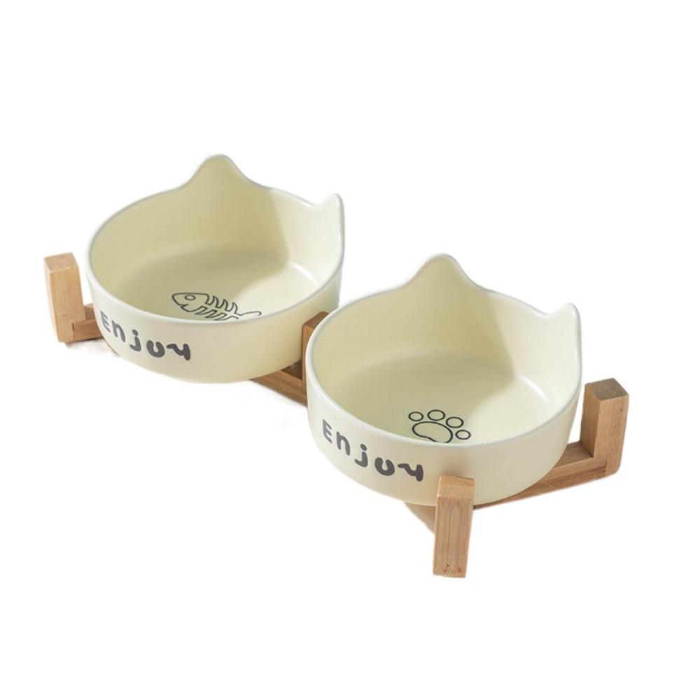 Cute Cat High Foot Bowl Prevent Tipping Dog Food Feeding Basin Pet Bowl  Neck Protection