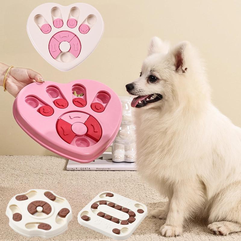 Toy Puzzle Dog Heart Shaped Square Slow Eating Bite Basin Pet Fun Interactive