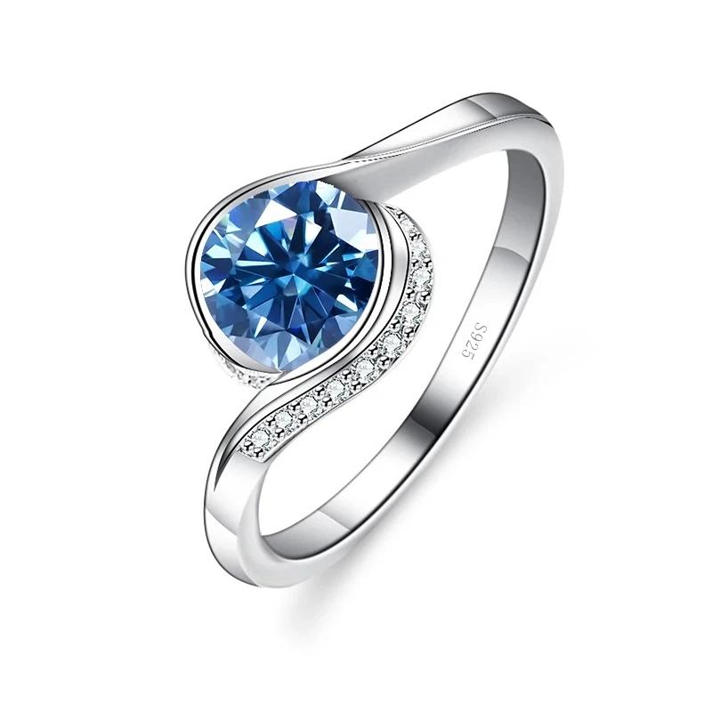 Bague Ringen S925 Pure Inlaid 1ct D Color Moissanite Roundabout Bag Series Women's Simple Closed Ring
