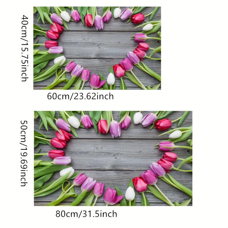Tulpen-Herz-Muster Matte, Weicher Memory-Schwamm Teppich, Rutschfeste leicht zu reinigende Badezimmer-Matte für Wohnzimmer, Küche, Badewannen-Dekoration