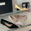 French High Heels 2025 Spring and Summer New Celebrity Pointed Head Thin Heel Medium Heel Single Shoes Women's Shallow Mouth Not Tired Feet Work Shoes