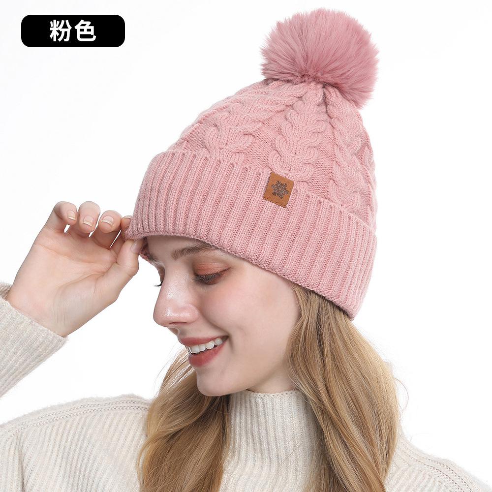 Knitted hat, women's winter warmth, riding ear protection, wool knitted hat, scarf, gloves three-piece set