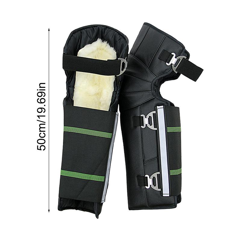 Motorcycle Knee Pads Adjustable Wool Motorcycle Knee Shin Guards Windproof Leg Gaiter Knee Brace Guards Leggings Covers For