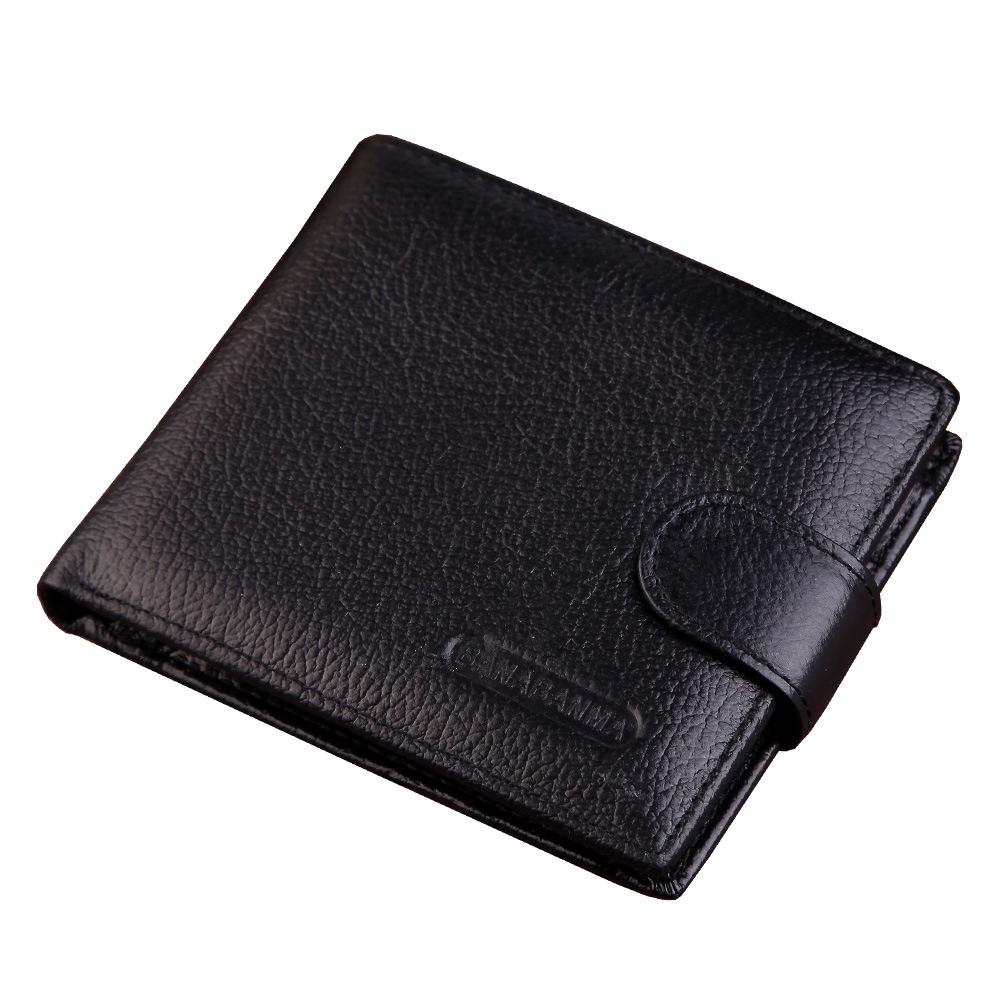 

Men s Retro Genuine Leather Short Wallet with Zipper, Buckle, and Multi-Card Holder