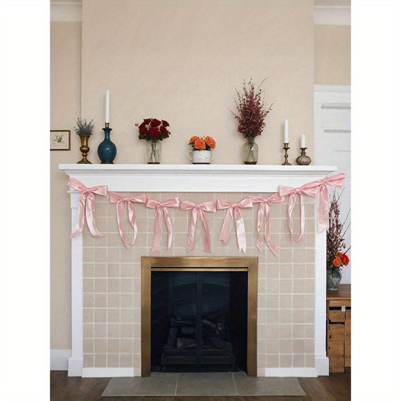 

1PC Pink White Bow Party Decorations Banner Bow Garland Decor, Bow Garland Ribbon for Party Holiday Birthday Wedding Engagement Bedroom 1PC-pink разноцветный