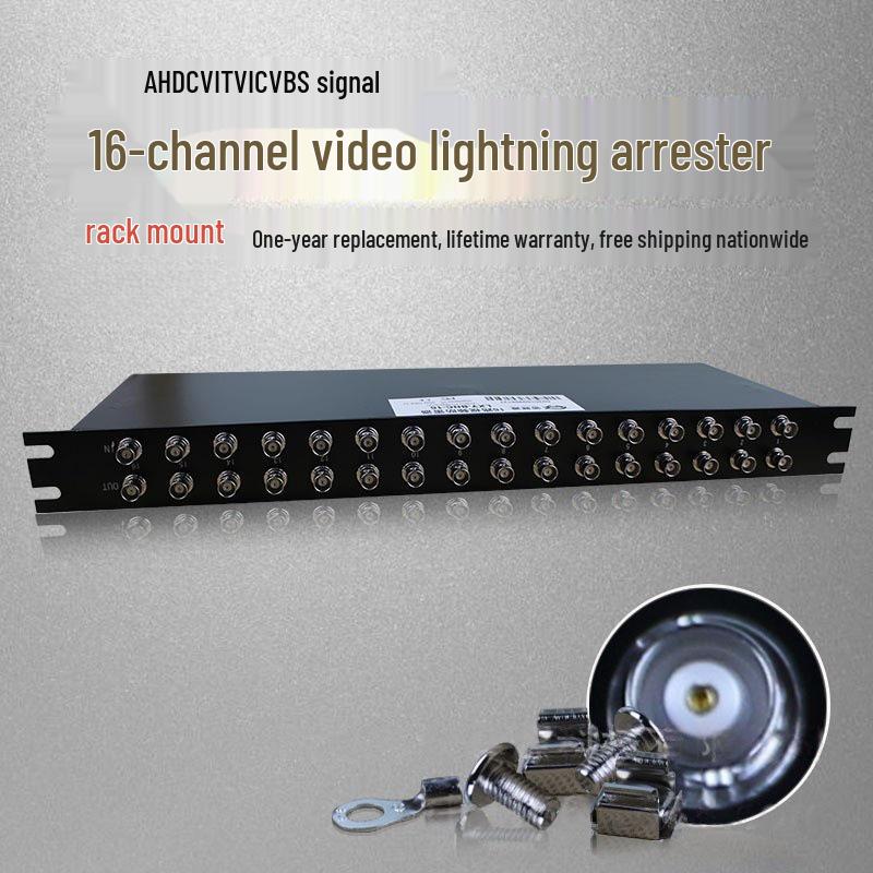 16-Channel BNC Video Surge Protector for AHD CVI TVI CVBS Surveillance Systems
