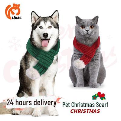 Festlicher rot-grüner gestrickter Weihnachtsschal für Katzen und Hunde