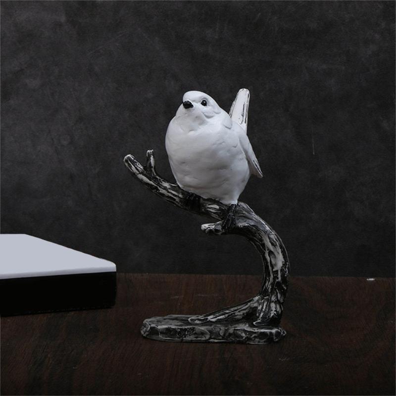 Animal Statue Modern Sculpture for Home Office Desk Decor Resin Birds Figurine Gifts Decorative Birds on Branch Statue