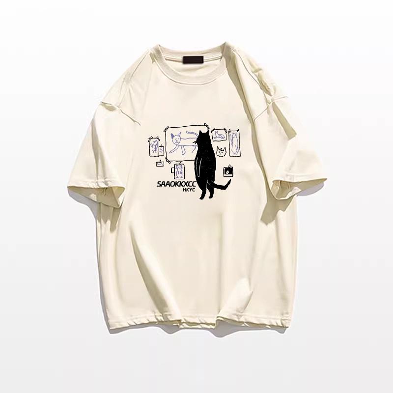 Women's Chic Hong Kong Style Cotton Short-Sleeve T-Shirt - Unique and Loose Fit Summer Top