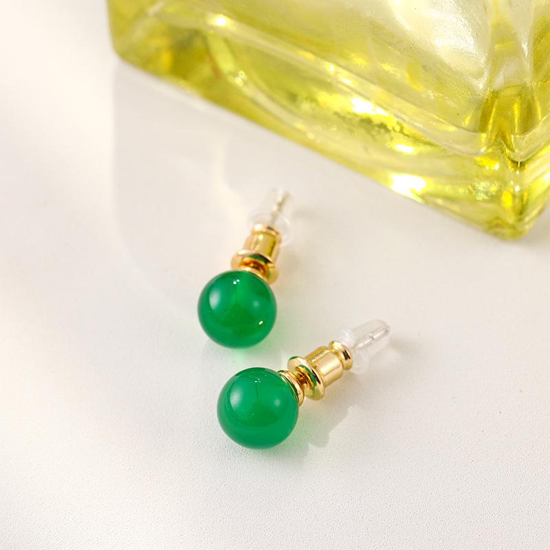 

Серьги-пусеты из серебра 925 пробы с зеленым агатом-халцедоном: Лето 2024 Универсальные и простые женские украшения для ушей