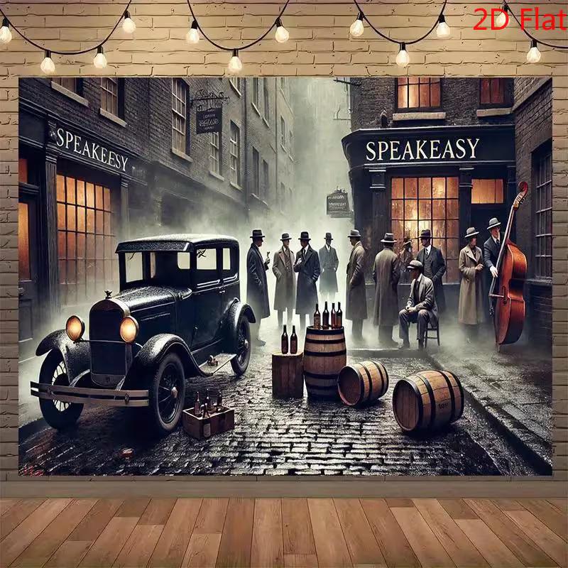 

2D Vintage Gangster Backdrop 1920s Speakeasy Alley Photography Background Cloth 47.2x31.5inch/120*80cm