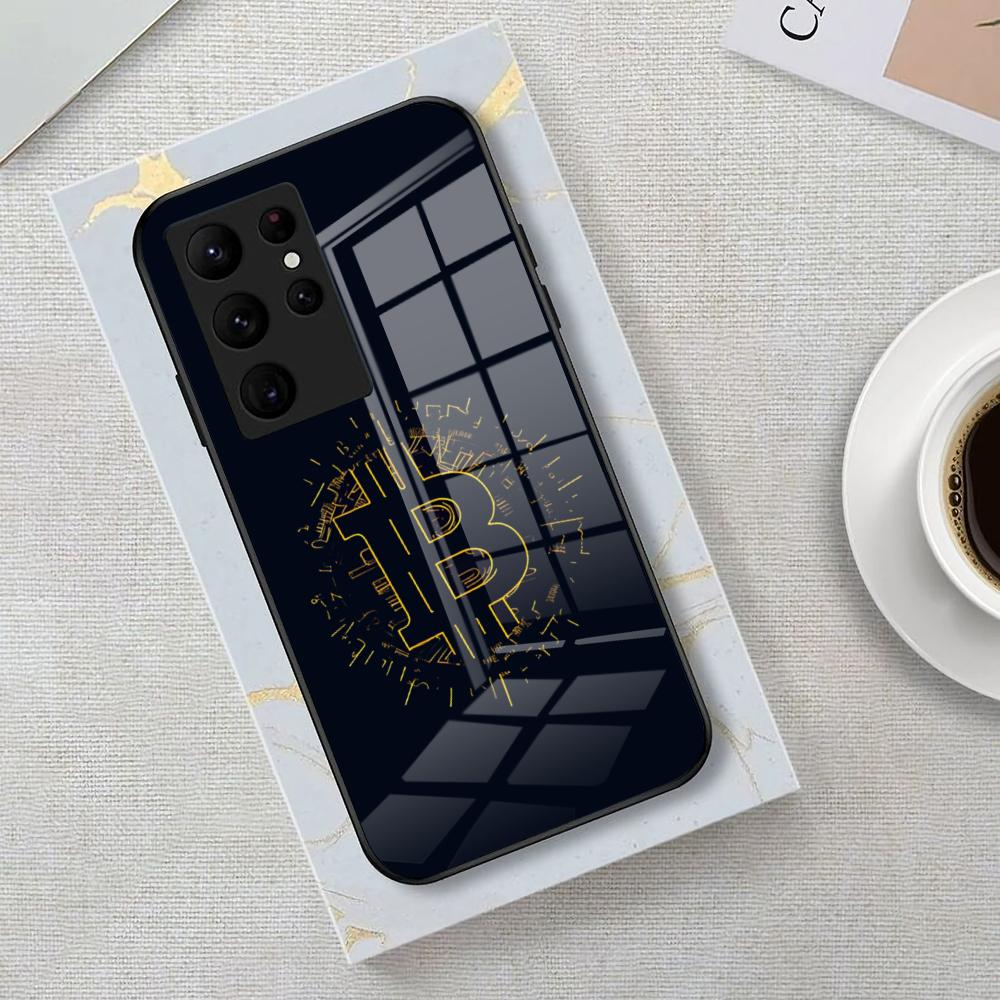 

Bitcoin Cryptocurrency Btc Phone Case For Samsung S26 S25 Edge Ultra 23 22 21 20 Ultra Plus S24 Fe Glass Cover Galaxy S25 Plus
