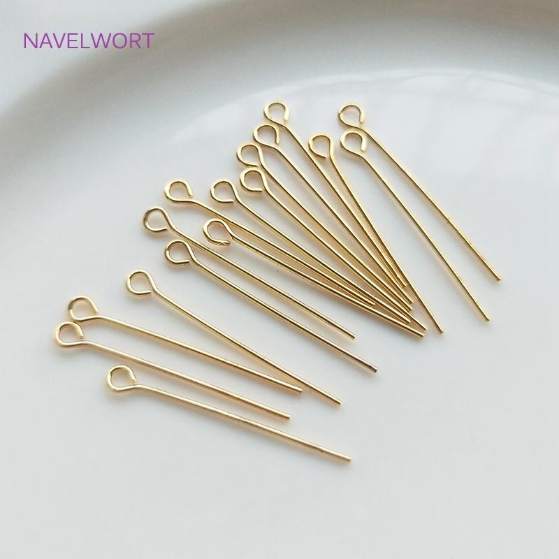 

100pcs Wholesale 20mm-45mm Eye Head Pins,High Quality 18K Gold Plated Needle Eye Pins,Jewelry Making Findings DIY Accessories 0.6x20mm-100pcs