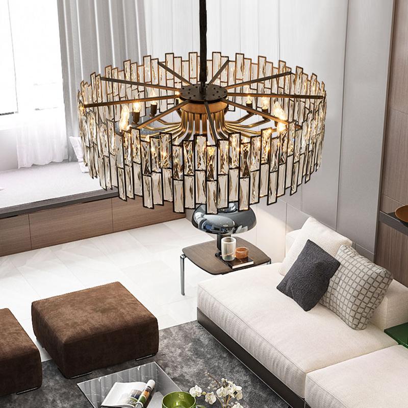 New LED Crystal Chandelier Lamp Luxury Black Lustre Kitchen Island Chandeliers Living Room Dining Home Ceiling Lighting Fixtures