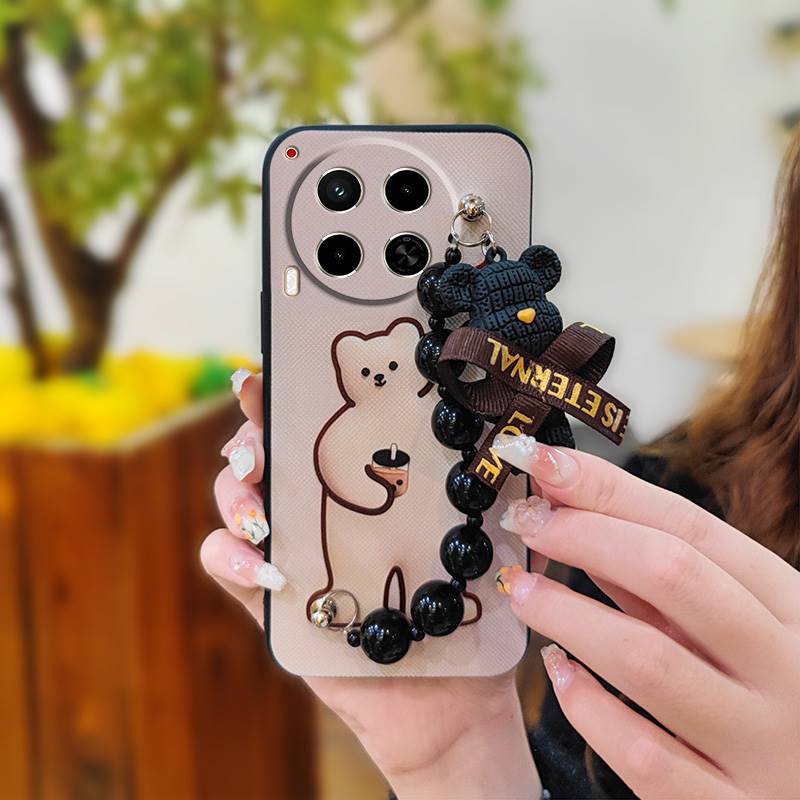 Soft Case Black Pearl Pendant Phone Case For Tecno Camon30/4G/5G/CL6/CL7 Silicone Dirt-resistant Protective Case Cartoon