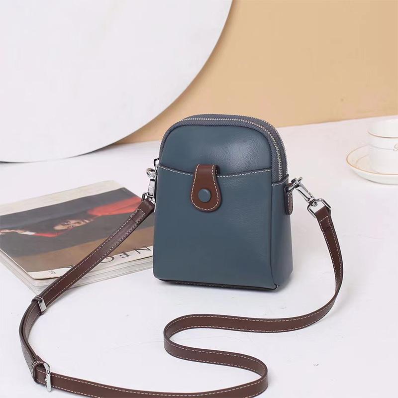 

Женская сумка из натуральной кожи, сумка для телефона, новая модная мини-сумка кроссбоди из коровьей кожи, модная вертикальная сумка на одно плечо, маленькая сумка для монет 13*18*6 морской синий
