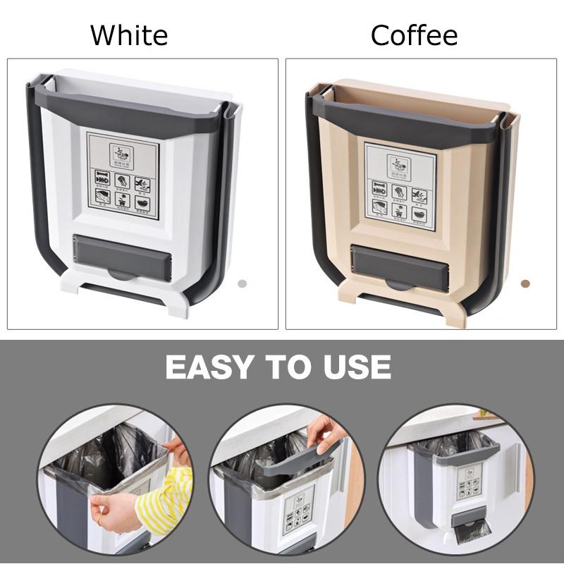 Wall-Mounted Folding Trash Can Kitchen Cabinet Door Hanging Trash Can Bathroom Trash Storage Rack Car Folding Trash Can Trash Storage Tool