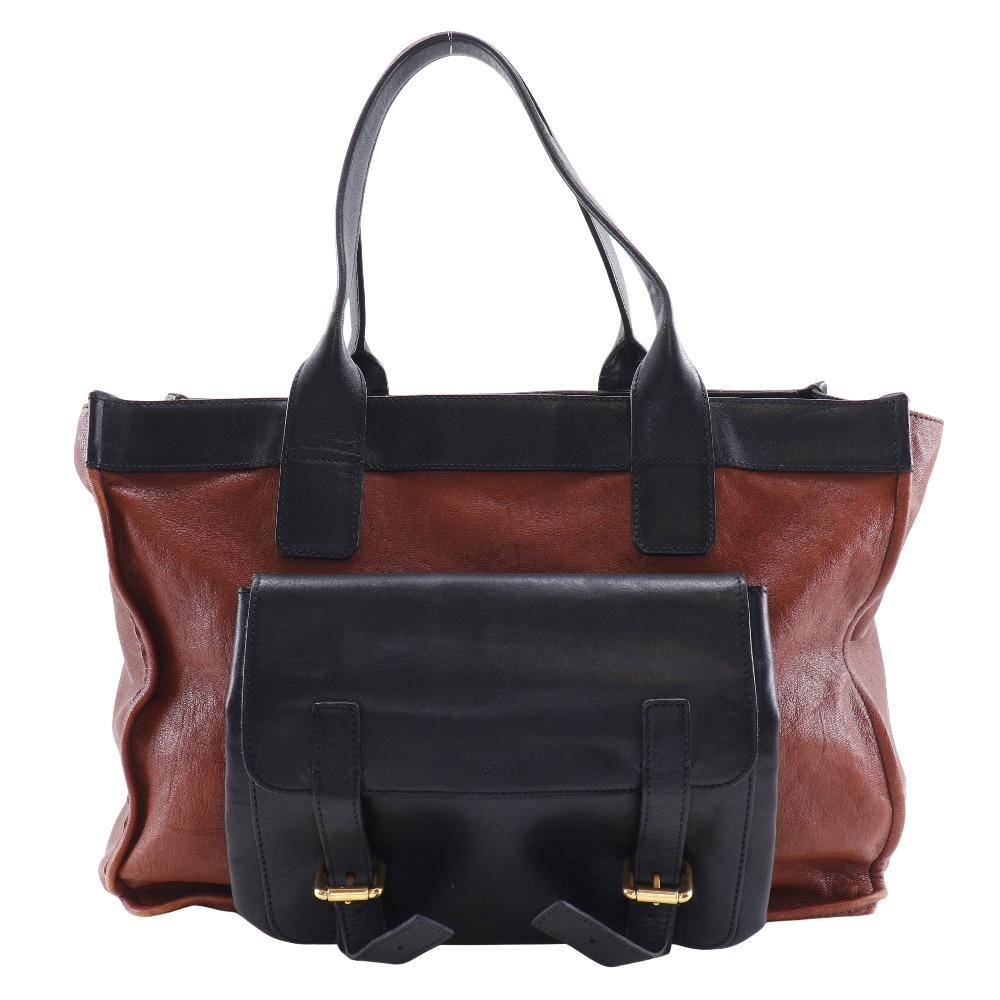 Chloe By Color Tote Bag 01-13-62-65 Brown / Black Leather Unisex Used