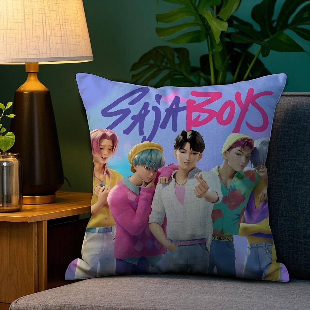 Saja Boys K-Pop Dämonen H-Jäger Kissenbezug Plüschstoff Weich Beidseitiger Druck Sofakissenbezug Wurfkissenbezüge