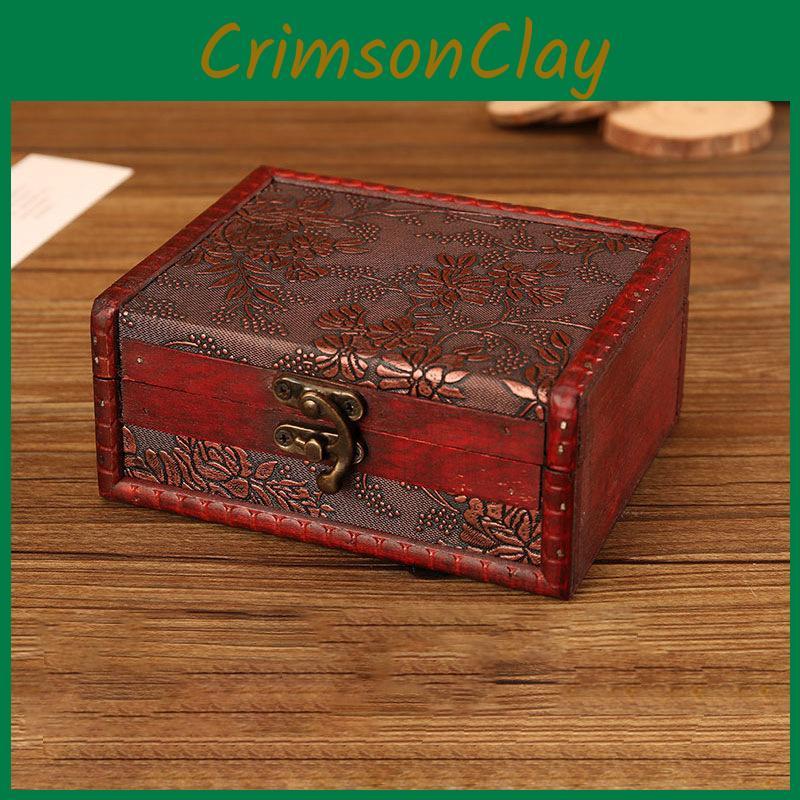 Wooden Vintage Style Box With Lock For Organizing Jewelry Decoration Accessories
