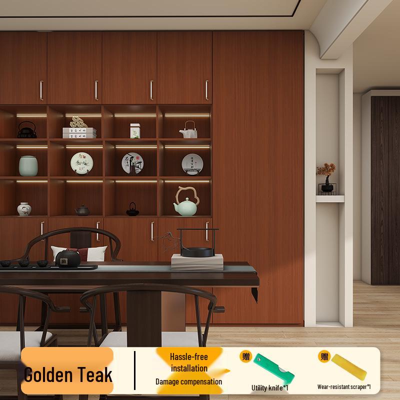 Wood Veneer Self-Adhesive Wallpaper: Thick, Soft, Imitation Wood Grain for Doors, Tables, and Furniture Renovation.