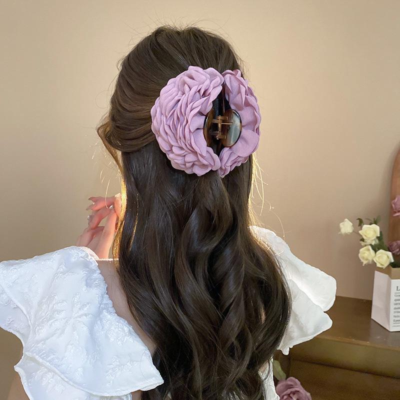 Korean Fashion Flower Hair Clip: Sweet Girl Shark Claw for Updos - Fresh, Stylish Hair Accessory