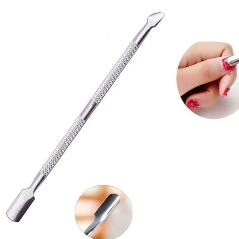 Stainless Steel Manicure & Pedicure Tool Set: Pusher, Blackhead Needle, Nail Cleaner & File