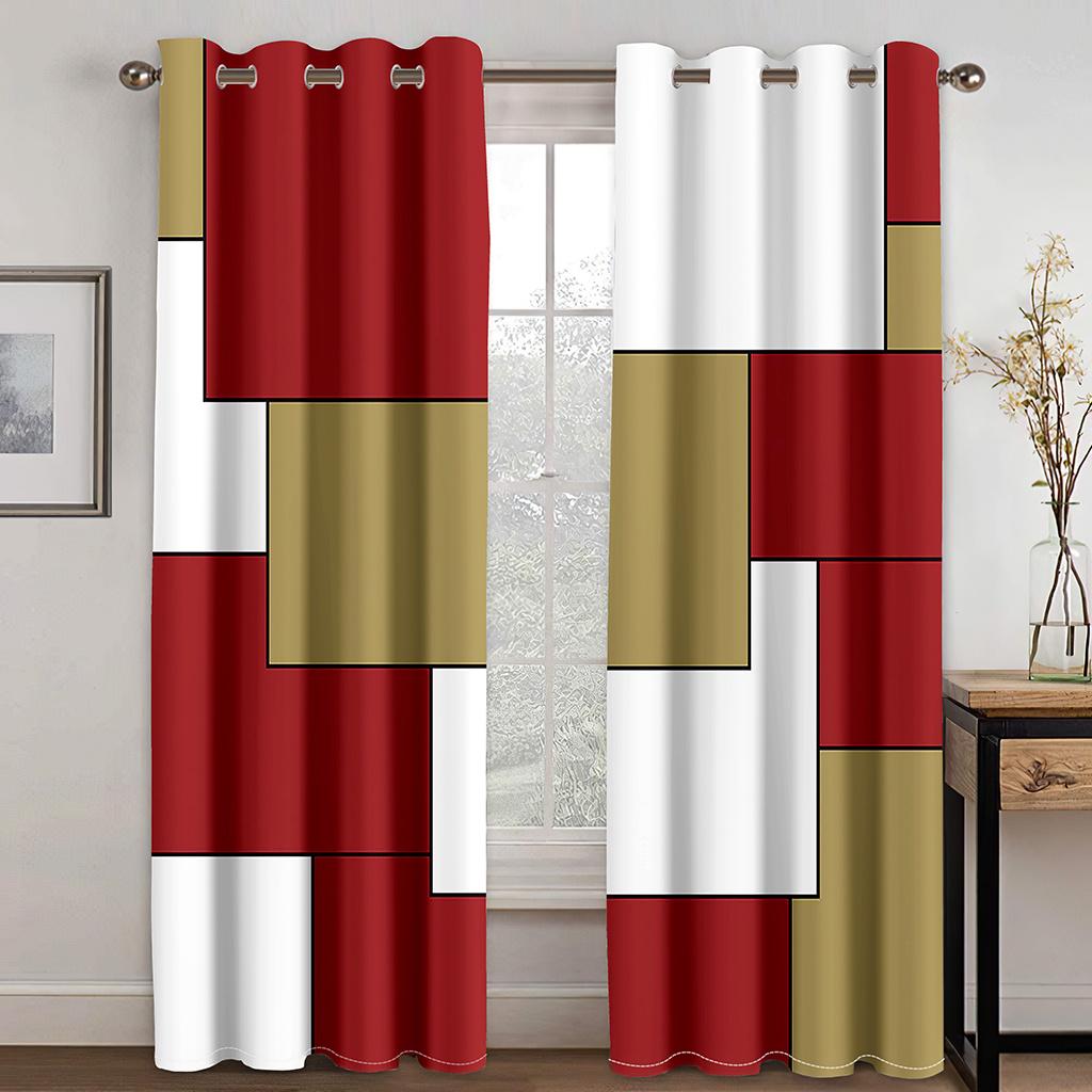 European Simple Bohemian Style Color Striped Lattice Sunshade Curtains 2 Panels Ethiopian Style Living Room Bedroom Window Decor