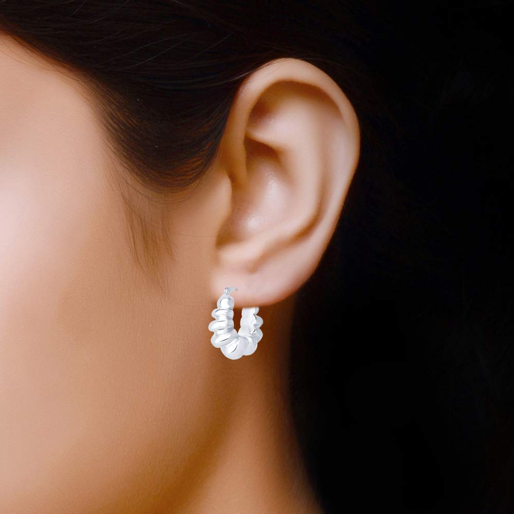 Real 925 Sterling Silver Jewelry Electroform Italian Design Hoop Earrings for Women 26 MM