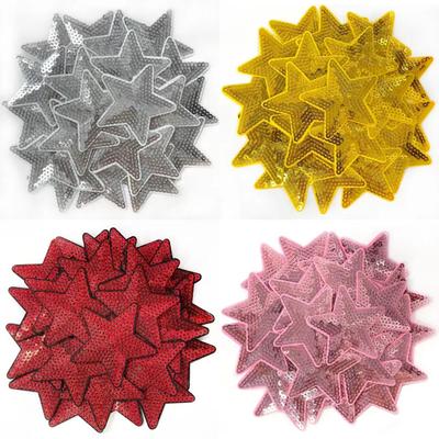 7.5Cm Pink Gold Red Silver Stars Two Pieces Embroidered Patch Cloth Sticker Versatile Model