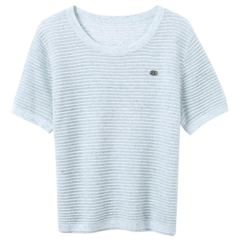 Sancai Round Neck Short Sleeve Knit Top S
