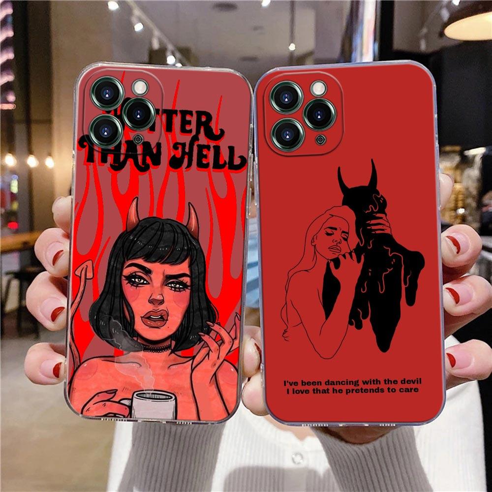 Przezroczyste etui na telefon do Apple iPhone 12 11 13 Pro Max mini XS X XR 7 8 Plus SE Etui pokrywa Gorętsze niż piekło Seksowna kobieta diabeł
