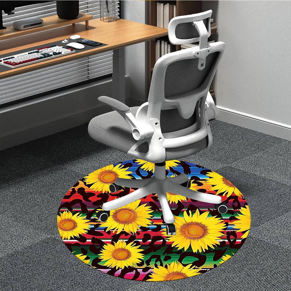 

1pc Sunflower Leopard Print Chair Carpet for Office Non-Slip, Rug for Office, Room, Good Gift for Family or Friends, yy251226175 80cm by 80cm