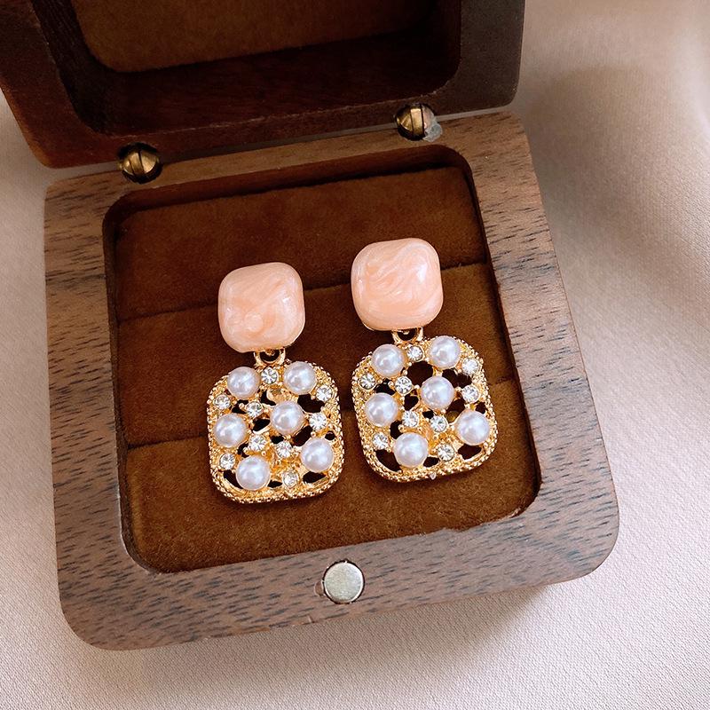 Silver Needle Zircon Pearl Tassel Earrings - Elegant Retro Design for Women