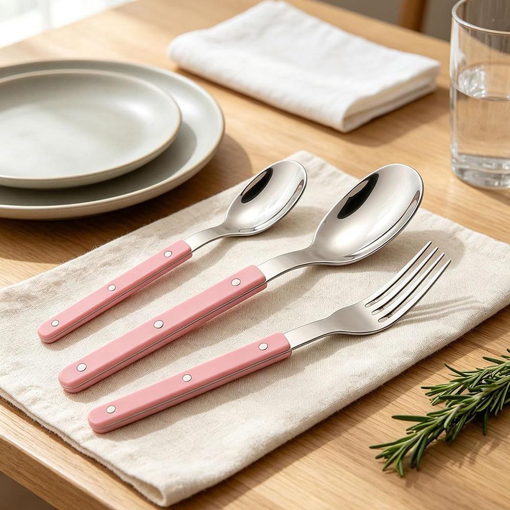 18Pcs ABS Handle Rivets Decoration Cutlery Set Stainless Steels Dinner Set Fork Spoon Western Dinnerware Kitchen Flatware