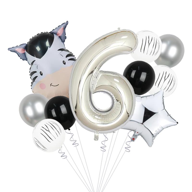 1set Wild Animal Balloon Tower with 1-9 Number Balloon for Boy Jungle Safari Birthday Party Decoration Forest Party Supplies