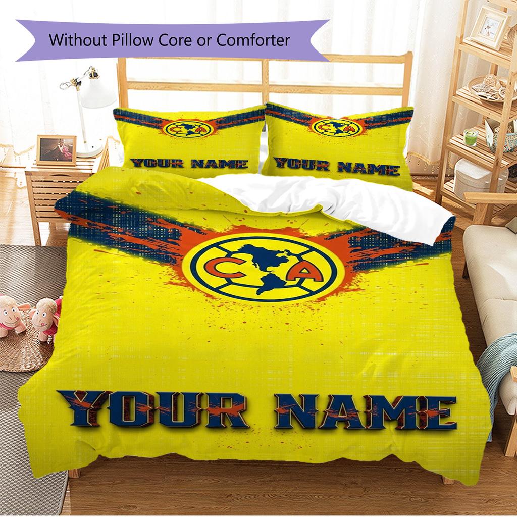 Name Custom Club America Pattern Bedding Set Quilt Cover Pillowcase Home Decor Gift (1 * duvet cover + 2 * pillowcase, without core)