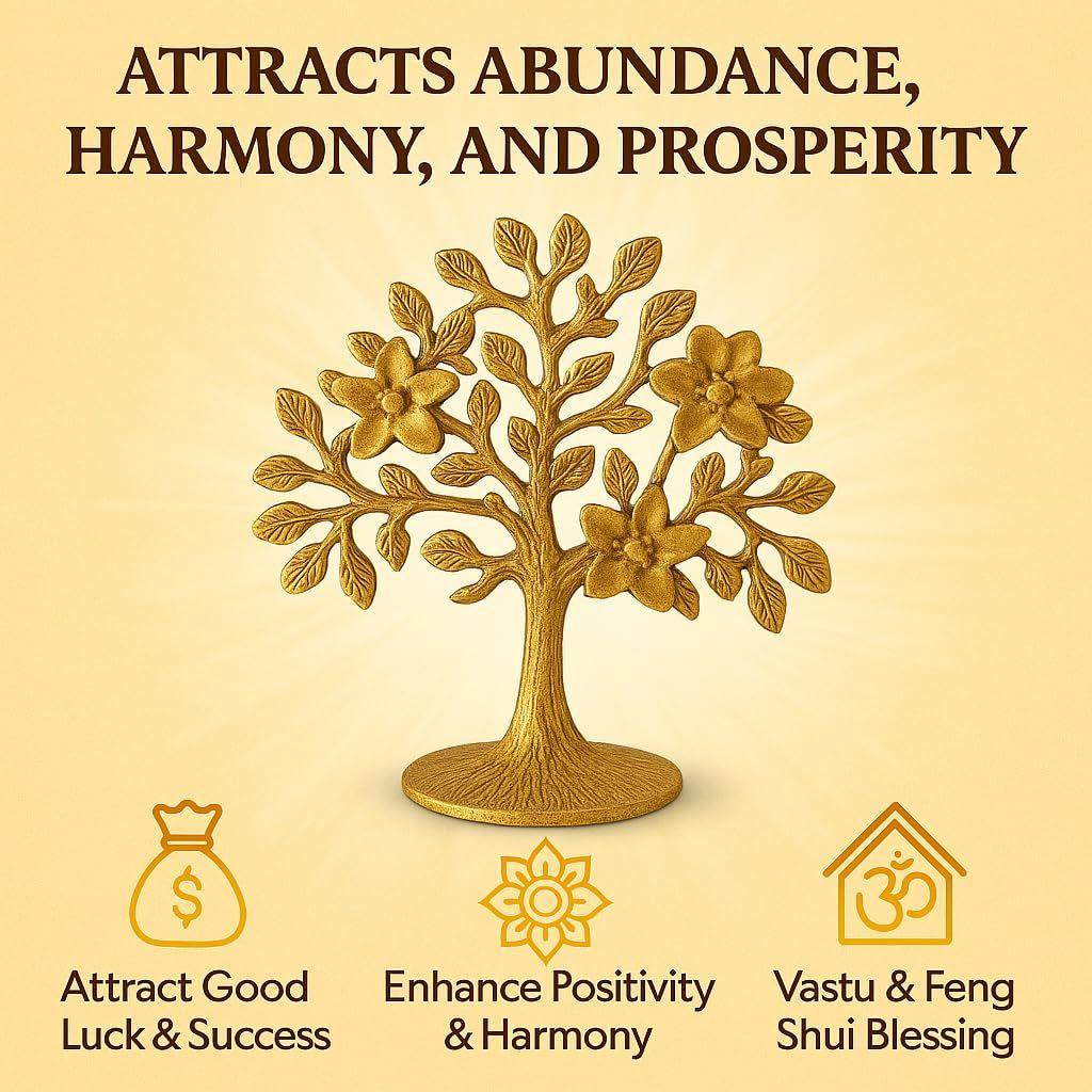 Pure Brass Kalpavriksha Tree – Antique Tree of Life | Vastu & Feng Shui Good Luck Gift | Brass Decoration Item for Home & Living Room