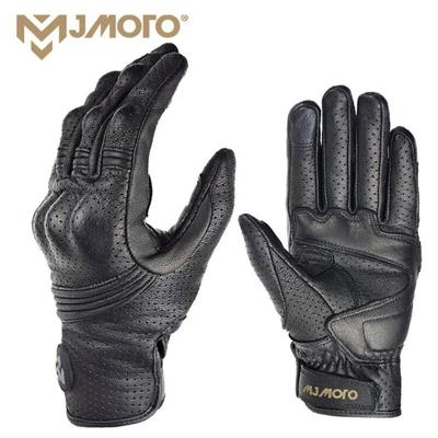 Gants de moto rétro en cuir véritable pour hommes, respirants, pour l'été, équipement de motocross, accessoires