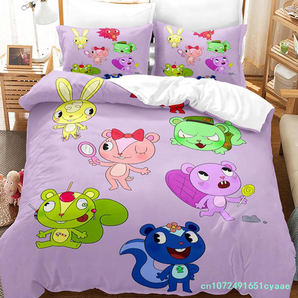 Happy Tree Friends Постельное белье Single Twin Full Queen King Size Bed Set Aldult Kid Bedroom Duvetcover Sets Anime