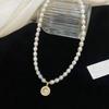 Octagram Compass Pendant Rice Grain Freshwater Pearl Necklace Women'S Light Luxury Temperament Fashion Cold Wind Clavicle Chain