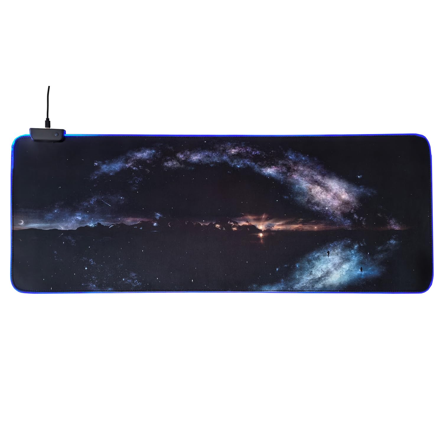 

Большой длинный коврик для стола, светодиодный RGB коврик для компьютера, офиса, геймера, клавиатуры и мыши, Космическая галактика, Портативный, Тонкий, Крутой, Нескользящий, Дорожный светящийся коврик для мыши,